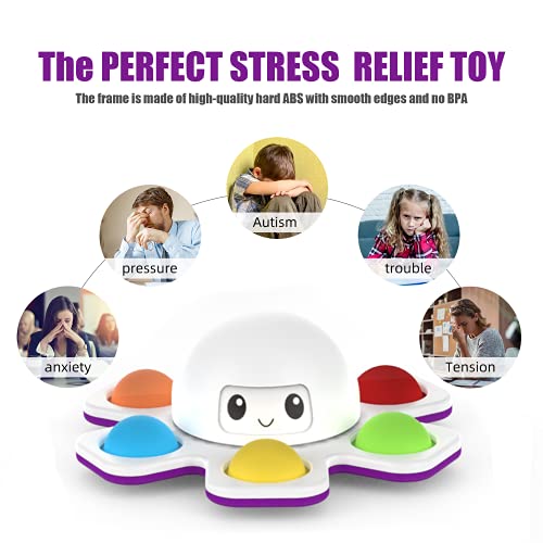 Pop-it Fidget Toy,Push and Pop Bubble Sensory Fidget Toy,Pulpo Giratorio Fidget Spinner Juguete,Aliviar el Estrés la Ansiedad Sensoriales Juguetes Apto para niños y Adultos