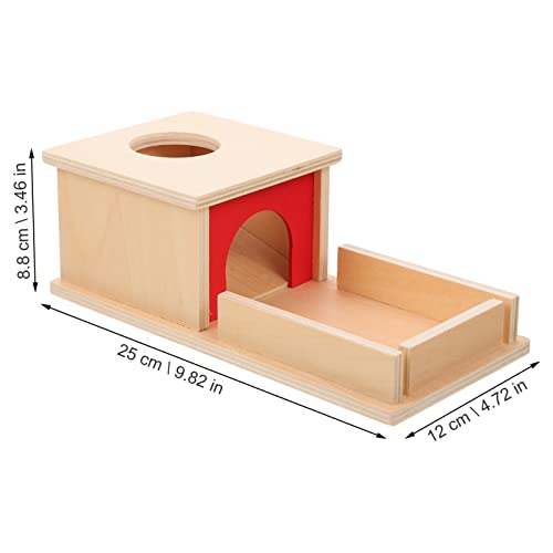 POPETPOP 1 Set Montessori Objeto de Permanencia Caja de Madera Objeto de Madera Caja de Permanencia con Bandeja 4 Bolas Montessori Juguetes para Bebés Bebés Niños Pequeños