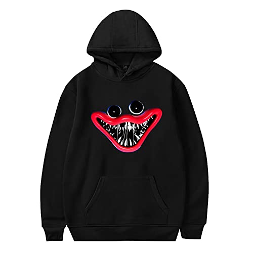 Poppy Playtime Huggy Wuggy Hoodie, Horror Game Blue Huggy Wuggy Plush Doll Pullover Sudadera Manga Larga Disfraz de Cosplay para Mujeres Hombres