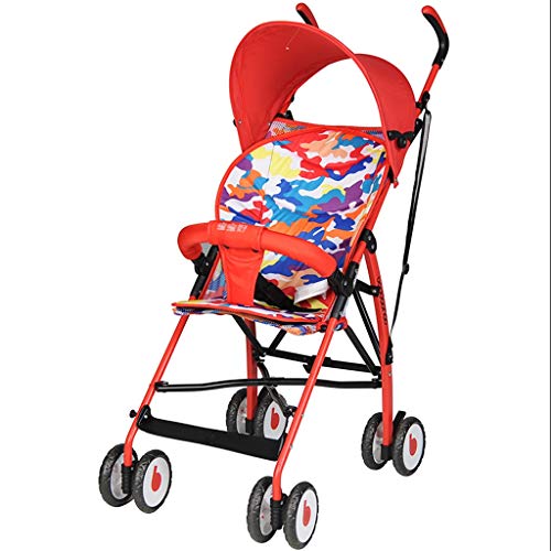 Portátil Cochecito De Bebé Ligero Carrito De Bebé Plegable Amortiguador De Choque Extraíble Lavable Silla De Paseo For Niños Pequeños Viajes al aire libre (Color : Red)