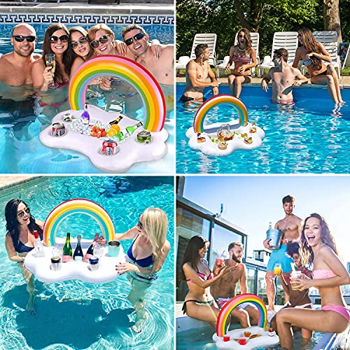 Posavasos Piscina,Flotadores Piscina,Hinchables para Piscina,2x Flamenco Hinchable,con Inflador Portátil,para Fiesta de Piscina Playa