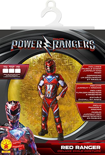 Power Rangers - Disfraz Ranger Rojo Deluxe para niños, 7-8 años (Rubie's 630711-L)