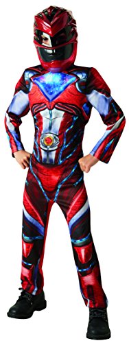 Power Rangers - Disfraz Ranger Rojo Deluxe para niños, 7-8 años (Rubie's 630711-L)