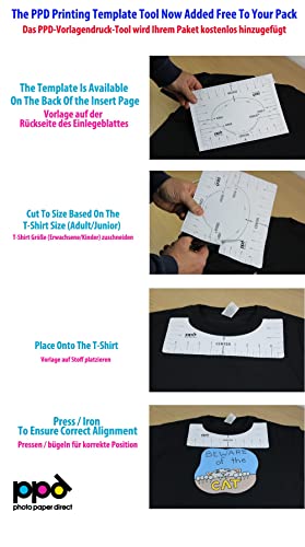 PPD Inkjet - A4 x 5 Hojas de Papel de Transferencia Térmica Premium para Camisetas y Tejidos Oscuros - Fácil de Usar y Apto para Todas Impresoras de Inyección de Tinta - PPD-4-5