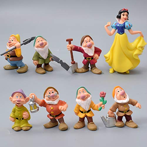 PRDECE 8 unids/Set 6-10 cm Blancanieves y los Siete enanitos Figura de acción Princesa PVC colección de muñecas Juguetes para Regalo de niños