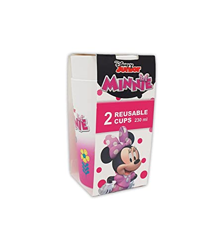 Procos 92843 - Vasos Reutilizables (2 Unidades, 230 ml, Reutilizables), diseño de Minnie Mouse