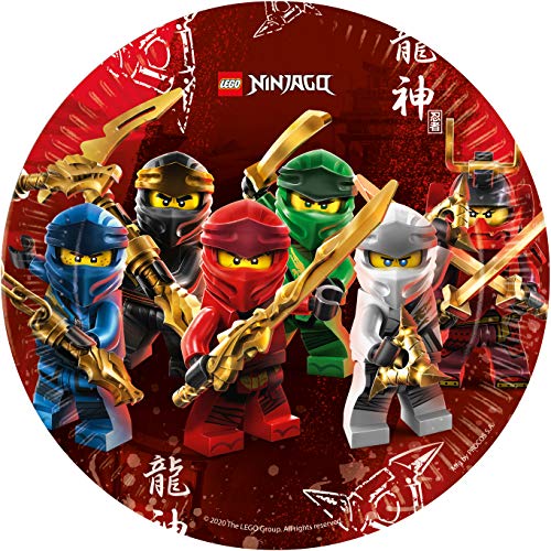 PROCOS Folat - Platos Papel Compostable Lego Ninjago 23cm - 8 piezas