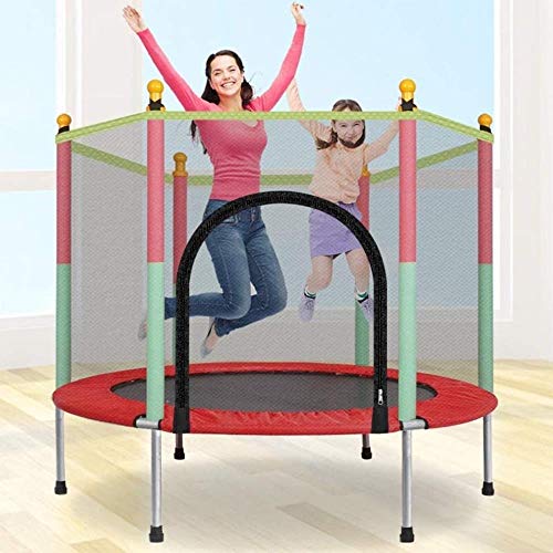 Pulley -O Cama elástica infantil Cama elástica plegable para niños con red de protección Saltar para la cama Equipo de fitness adulto con barandilla Cama de bebé O (color: verde)