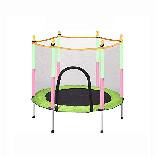 Pulley -O Cama elástica infantil Cama elástica plegable para niños con red de protección Saltar para la cama Equipo de fitness adulto con barandilla Cama de bebé O (color: verde)