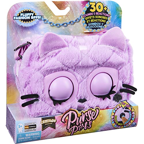 Purse Pets Pets Fluffy Kitty, Bolso y Mascota interactiva gatita Cattitude con más de 30 Sonidos y reacciones, Juguetes para niñas a Partir de 5 años (Spin Master 20138186-6064521)