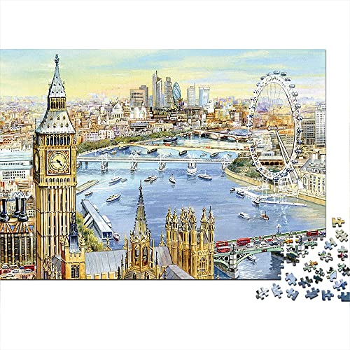 Puzzle 1000 Piezas Big Ben y London Eye City View Noria Rompecabezas de Papel 38x26cm Rompecabezas para niños Decoración del hogar