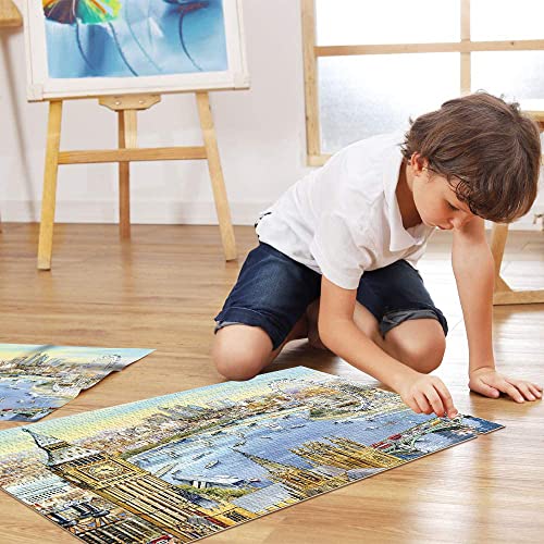 Puzzle 1000 Piezas Big Ben y London Eye City View Noria Rompecabezas de Papel 38x26cm Rompecabezas para niños Decoración del hogar