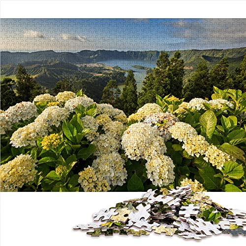 Puzzle 1000 Piezas Portugal Azores Paisaje Natural Rompecabezas de Madera 52x38cm niños en casa