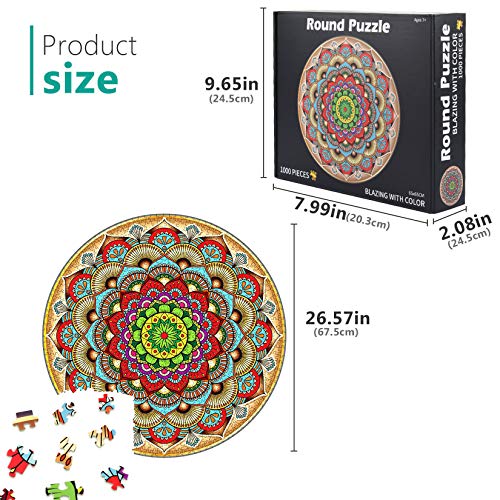 Puzzle Redondo 1000 Piezas,Puzzle Difícil y desafiante, Grande Educativo El Alivio del Estrés Juguete Relajante Juego Divertido para Adultos Niños (Flor de la Suerte)