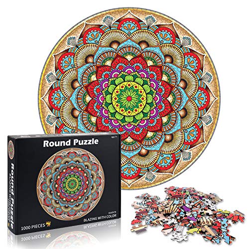 Puzzle Redondo 1000 Piezas,Puzzle Difícil y desafiante, Grande Educativo El Alivio del Estrés Juguete Relajante Juego Divertido para Adultos Niños (Flor de la Suerte)