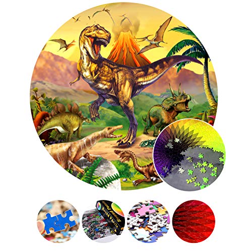 Puzzle Redondo 1000 piezas,Rompecabezas Redondo,Puzzle Adultos,Para Educativo El Alivio del Estrés Circular Desafío Intelectual Juegos Niños Adultos (Dinosaurio)