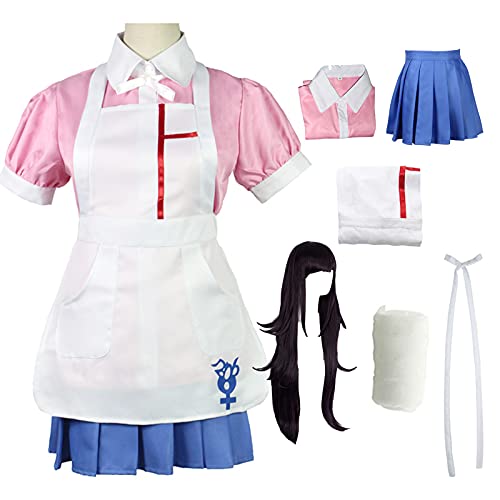 QDX Mikan Tsumiki Disfraz de cosplay Super Danganronpa 2 Mikan Cosplay Anime Cosplay Disfraz de Halloween Cosplay Disfraz Conjunto completo XXL