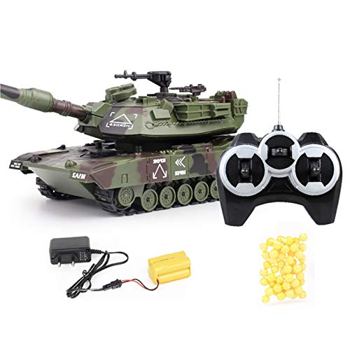 QERMULA 1:32 Tanque de Batalla de Guerra Militar RC Tanque de Coche de Juguete de Control Remoto Interactivo Grande Pesado Verde