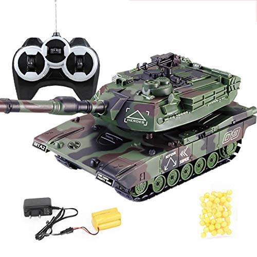 QERMULA 1:32 Tanque de Batalla de Guerra Militar RC Tanque de Coche de Juguete de Control Remoto Interactivo Grande Pesado Verde