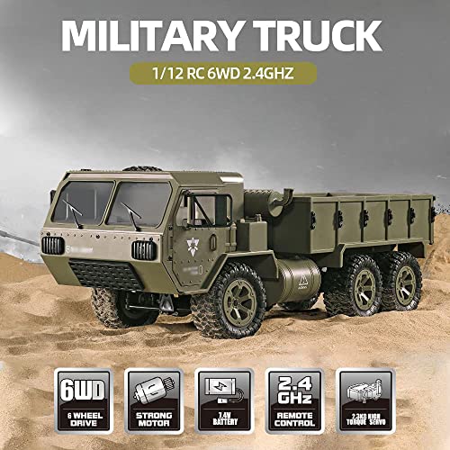 QHYZRV Coches RC, Camión Todoterreno 6WD, Todo Terreno, Juguete Eléctrico 1/16, Coche Militar De Control Remoto con Función De Transporte, Juguete RC Resistente Al Agua para Adultos, Niños, Niñas