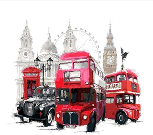 QIAOYUE Pintura por números para Adultos y niños Pintura de Bricolaje, Pintura para Principiantes (sin Marco) -London Bus