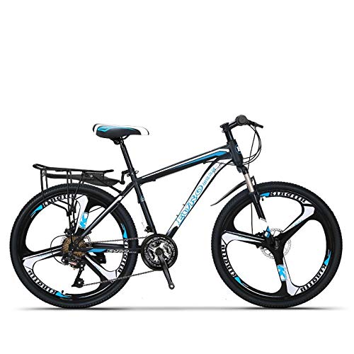 QJWY-Home Freno de Disco Unisex de 24 velocidades y 26 Pulgadas Bicicletas montaña Todoterreno de Tres Pines de una Rueda MTB -K Knife Wheel-Black and Blue 24 Speed 26 Inches