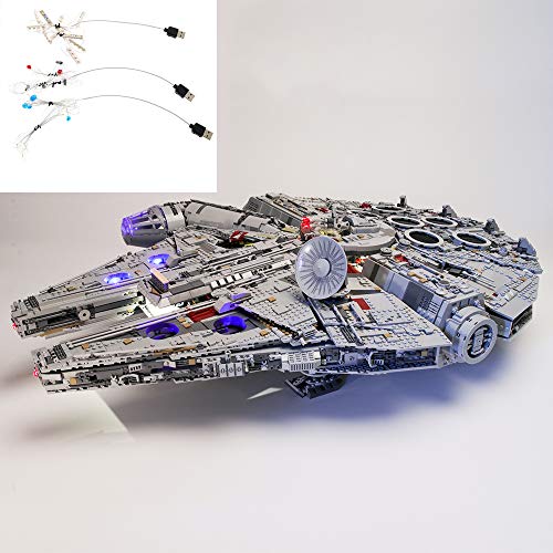 QJXF Juego De Luces LED Compatible con Lego Star Wars Millennium Falcon 75192, Kit De Luz USB para (Star Wars Millennium Falcon) Modelo De Elementos Fundamentales (No Incluido Modelo)