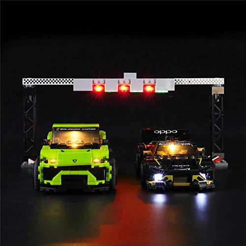 QJXF Juego De Luces LED USB Compatible con Lego Champions Velocidad Lamborghini Urus ST-X Y Lamborghini Super Trofeo Huracán EVO 76899 Building Blocks Model (Modelo No Está Incluido)