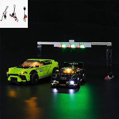 QJXF Juego De Luces LED USB Compatible con Lego Champions Velocidad Lamborghini Urus ST-X Y Lamborghini Super Trofeo Huracán EVO 76899 Building Blocks Model (Modelo No Está Incluido)