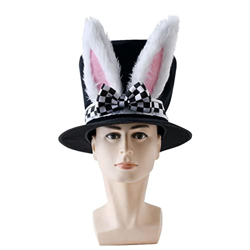 Qserd Conjunto de Disfraz de Conejito de Pascua | Sombrero de Oreja de Conejo de Traje de Terciopelo de Conejo Blanco para el Festival de Pascua | Disfraz de Recuerdo de Fiesta juguetón con Nariz