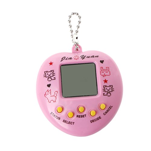 QTJUST LCD Virtual Digital Pet Máquina de Juegos electrónica de Mano con Llavero Juegos electrónicos en Forma de corazón para niños Juegos electrónicos para niños pequeños Juegos de para de