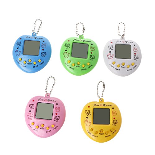 QTJUST LCD Virtual Digital Pet Máquina de Juegos electrónica de Mano con Llavero Juegos electrónicos en Forma de corazón para niños Juegos electrónicos para niños pequeños Juegos de para de