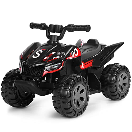 Quad Electrico Coche a Batería de 6V con Motor Trasero de 25W, Accionamiento por Botón, Bluetooth / USB / Música Incorporada, Interruptor de Avance / Retroceso, Niños-Negro