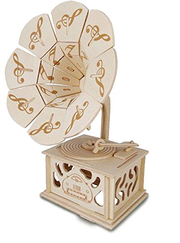 Quay- Gramophone Woodcraft Construction Kit FSC construcción, Color marrón (P226)