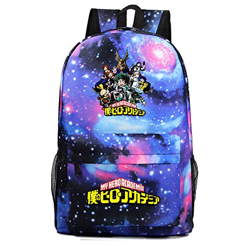 Qwhone Anime My Hero Academia Escuela Mochilas Escolar Talega de Libros Colegio Ordenador portátil Hero Academia Mochila Casual Viajes Daypack para Adolescente Chicas y Mujeres,Galaxy 3