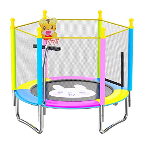 QWZ Trampolín Fitness 59-Pulgadas trampolín Trampolín niños pequeños con el recinto de la Seguridad Net y Ajustable Cama Barandilla delimitador for Niños Interior/Exterior Trampolín Interior/Exterior