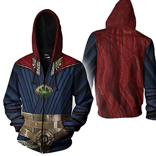 QYIFIRST Sudadera unisex Anime con impresión 3D con capucha, ropa callejera, Cosplay, disfraz Strange Doctor, chaqueta con capucha para hombre y mujer, azul, 5XL (contorno del pecho 125 cm)