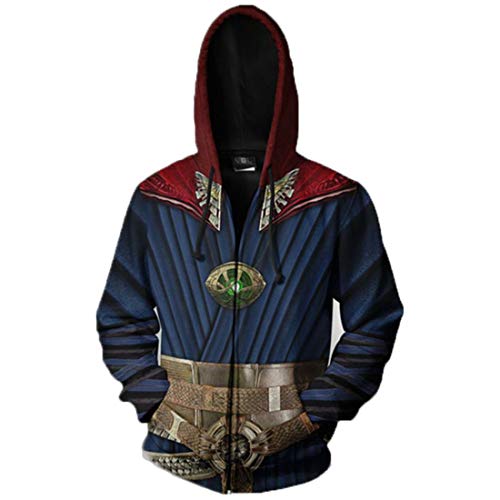 QYIFIRST Sudadera unisex Anime con impresión 3D con capucha, ropa callejera, Cosplay, disfraz Strange Doctor, chaqueta con capucha para hombre y mujer, azul, 5XL (contorno del pecho 125 cm)