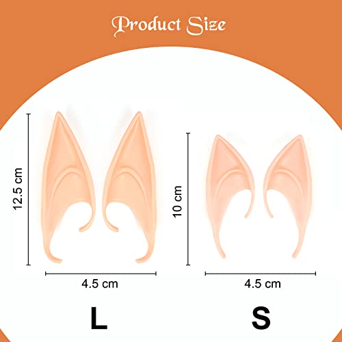 Rairsky 4 pares de orejas de elfo, de látex, disfraz de Navidad, elfo, orejas suaves, juego de disfraz de elfo de Navidad (2 tamaños)