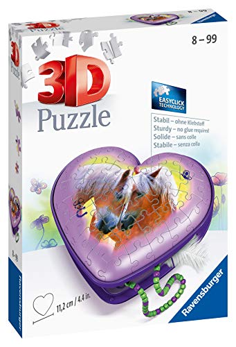 Ravensburger 3D Puzzle 11171 - Herzschatulle Pferde - 54 Teile - Aufbewahrungsbox für Pferde-Fans AB 8 Jahren: Erlebe Puzzeln in Der 3. Dimension