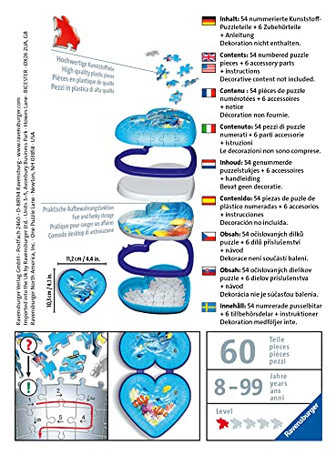 Ravensburger 3D Puzzle 11172 - Herzschatulle Unterwasserwelt - 54 Teile - Aufbewahrungsbox für Erwachsene und Kinder AB 8 Jahren: Erlebe Puzzeln in Der 3. Dimension