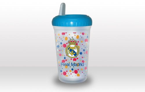 Real Madrid - Vaso con Tapa y Bebedor, 14 x 8 cm (Seva 9201068)