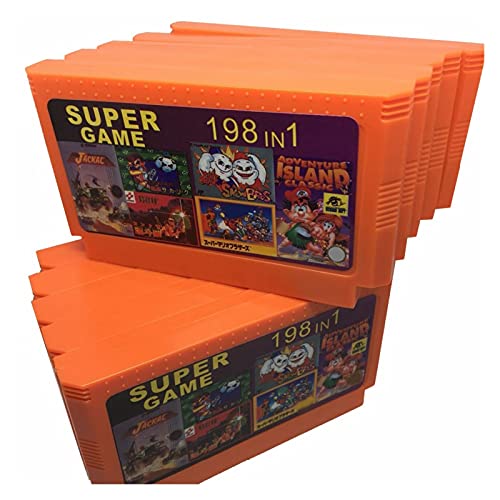 Red plum GAOHEREN 10 Paquete 198 en 1 60 Pines Game Cartridge Fit for 8 bit Game Console con contra 1 2 3 6 7 8 / Toon Toon 1 2 3, etc. GHR