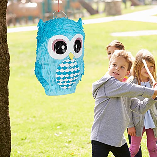 Relaxdays Piñata para niños, diseño de búho, Color Azul