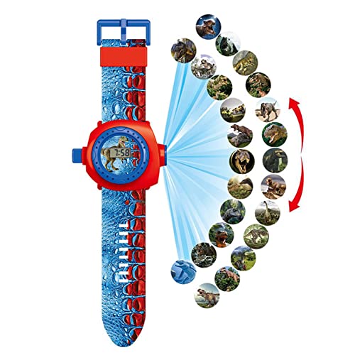 Reloj con proyector de dinosaurio Juguete lindo del reloj de los niños de la historieta Reloj de pulsera digital educativo para niños Estimular la imaginación de los niños y cultivar su interés