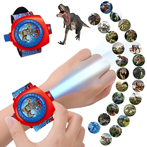 Reloj con Proyector Niños, Reloj con Proyector de Dinosaurio con 24 Imágenes, Reloj Digital Juguete Infantil Juguete Educativo para Niños Niñas