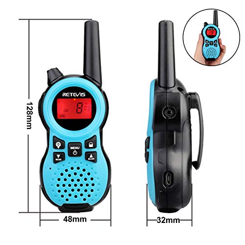 Retevis RT638 Walkie Talkies para Niños,3 Piezas, Linterna VOX 16 Canales, Juguetes, Regalos para Niñas, Radio de 2 Vías para Excursiones Familiares (Verde, Rojo, Azul)