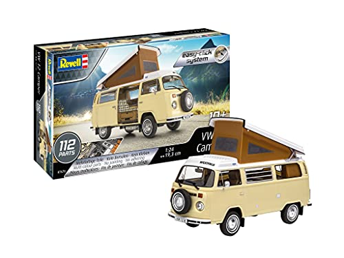 Revell 07676 Click Model Scale Volkswagen T2 Camper (Easy-Clic) -Kit de modelaje (Escala 1:24)