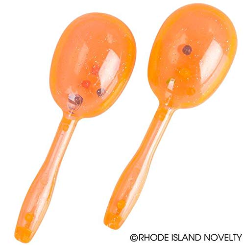 Rhode Island Novelty 5" Glitter Maracas, Assorted Colors, 12 Count