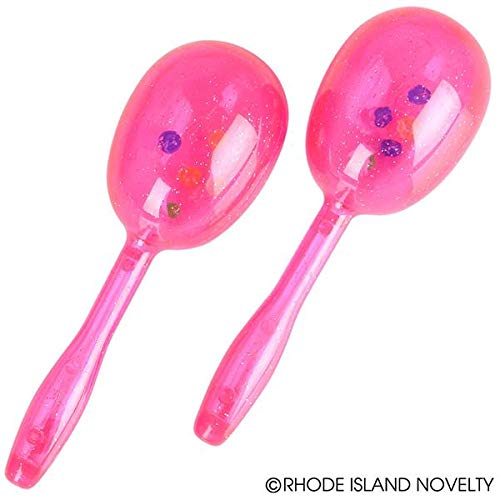 Rhode Island Novelty 5" Glitter Maracas, Assorted Colors, 12 Count